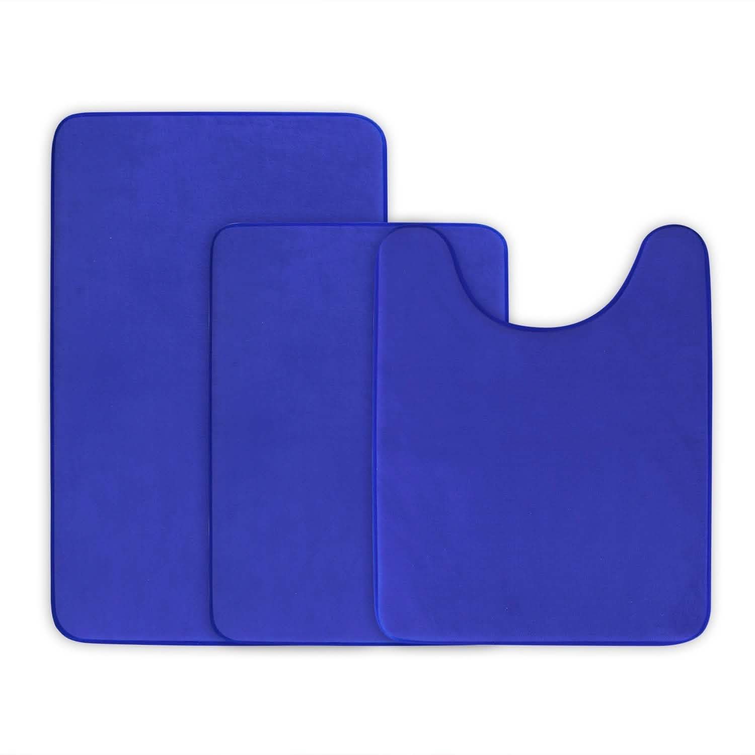 3-Piece Set: Bathroom Rug Set Plush Velvet Bath Carpet