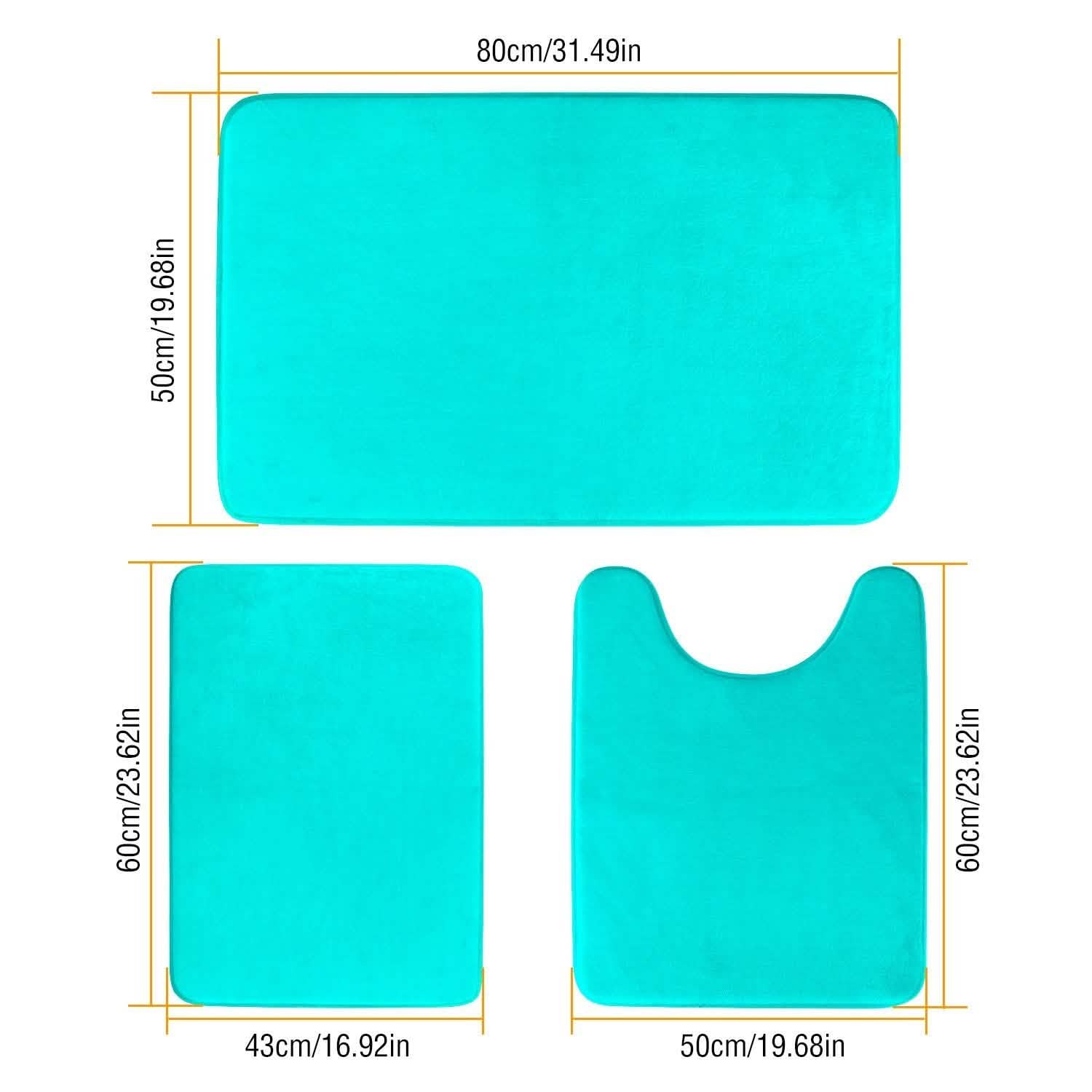 3-Piece Set: Bathroom Rug Set Plush Velvet Bath Carpet