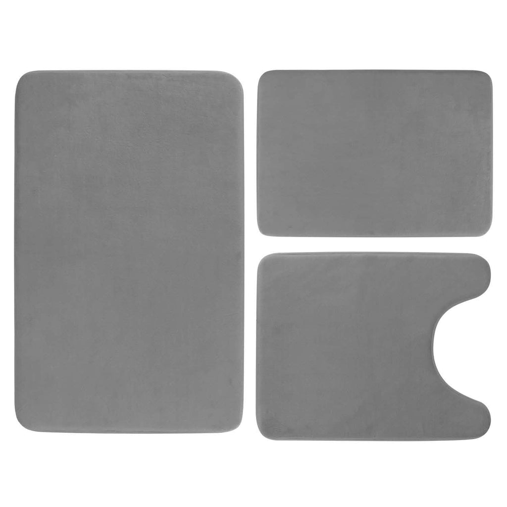 3-Piece Set: Bathroom Rug Set Plush Velvet Bath Carpet