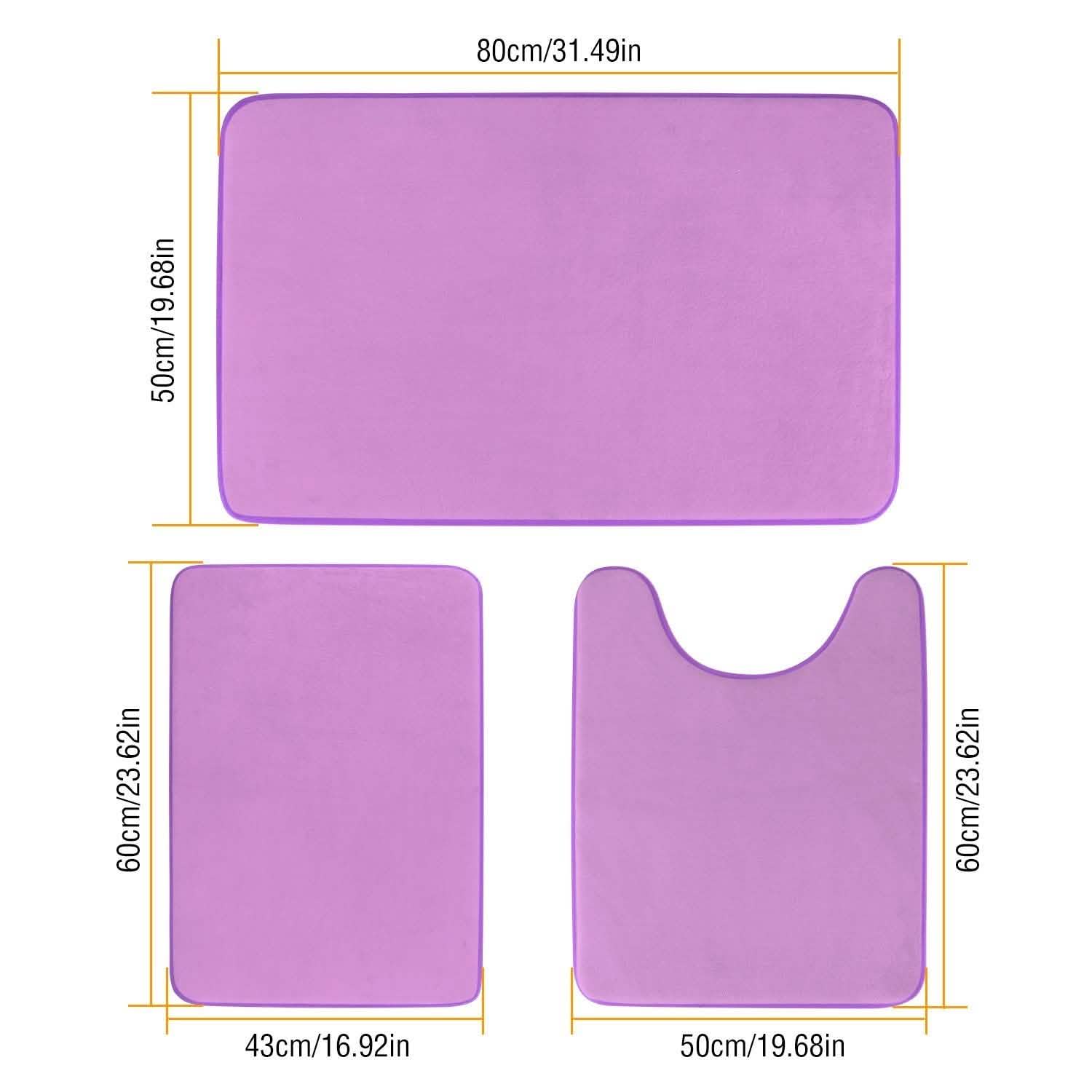 3-Piece Set: Bathroom Rug Set Plush Velvet Bath Carpet
