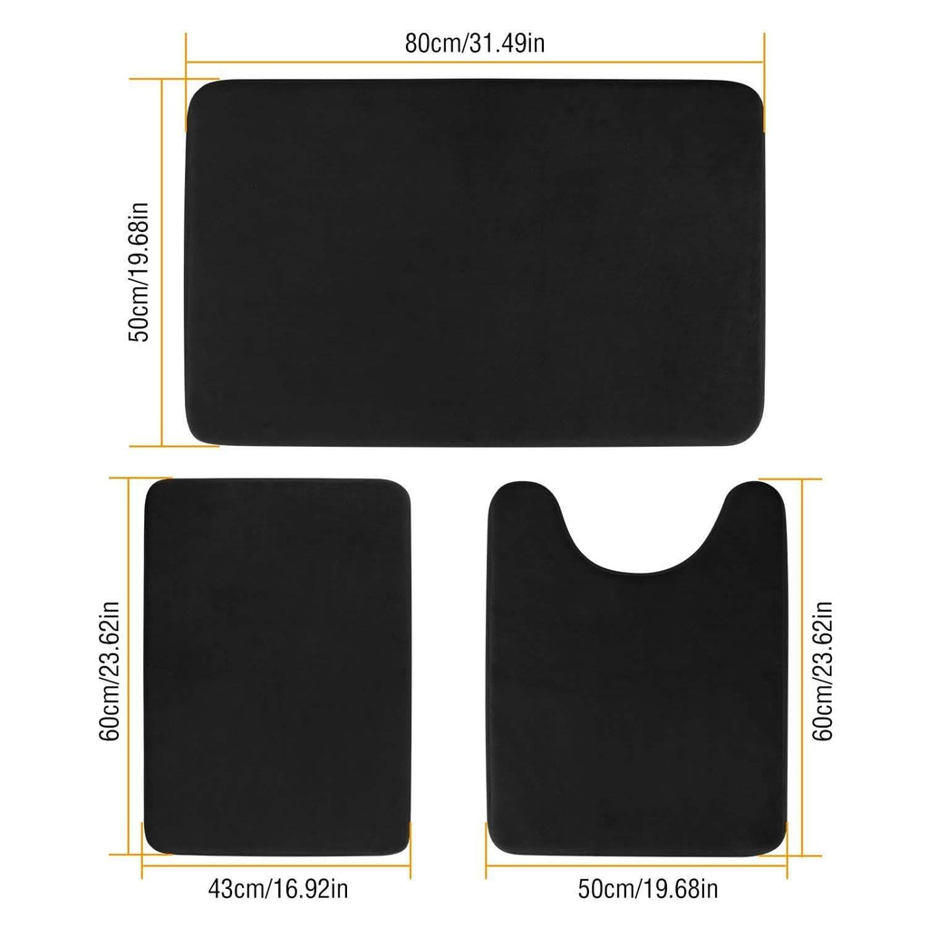3-Piece Set: Bathroom Rug Set Plush Velvet Bath Carpet