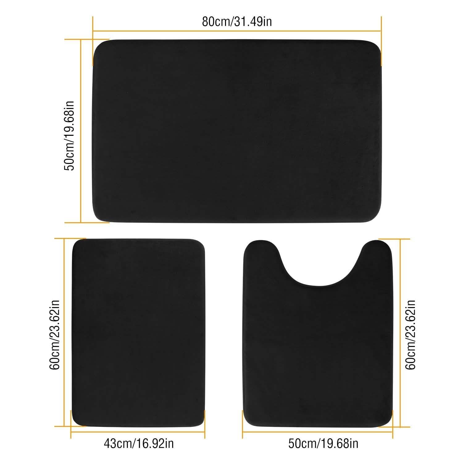 3-Piece Set: Bathroom Rug Set Plush Velvet Bath Carpet