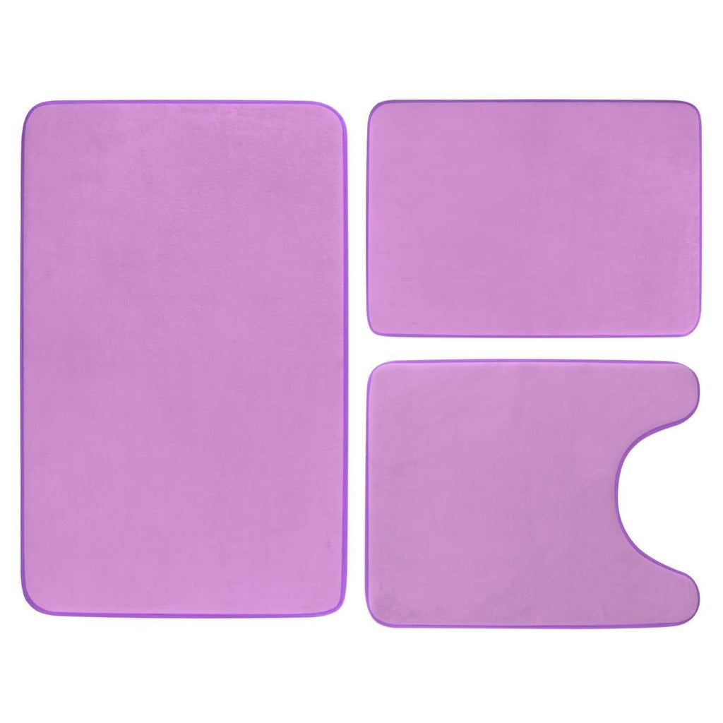 3-Piece Set: Bathroom Rug Set Plush Velvet Bath Carpet