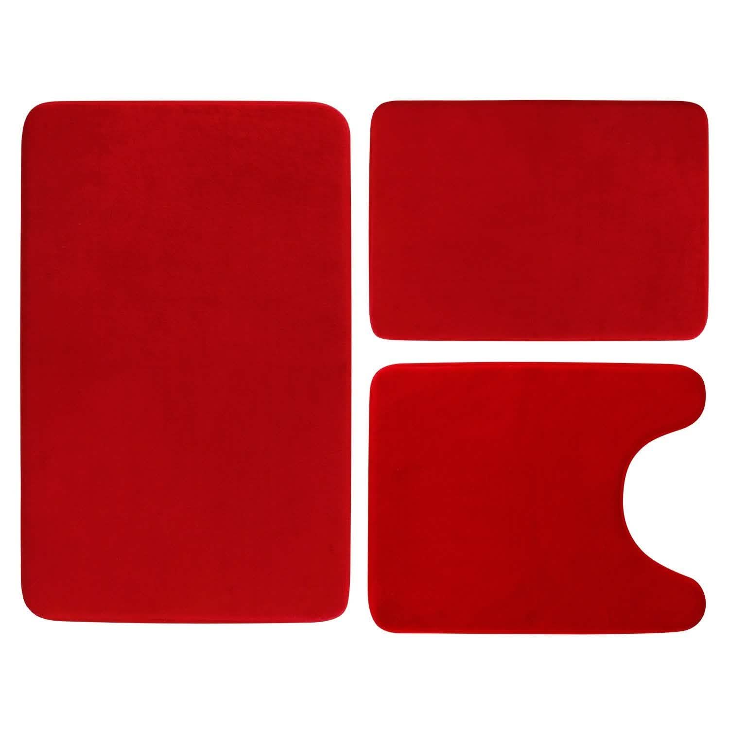 3-Piece Set: Bathroom Rug Set Plush Velvet Bath Carpet