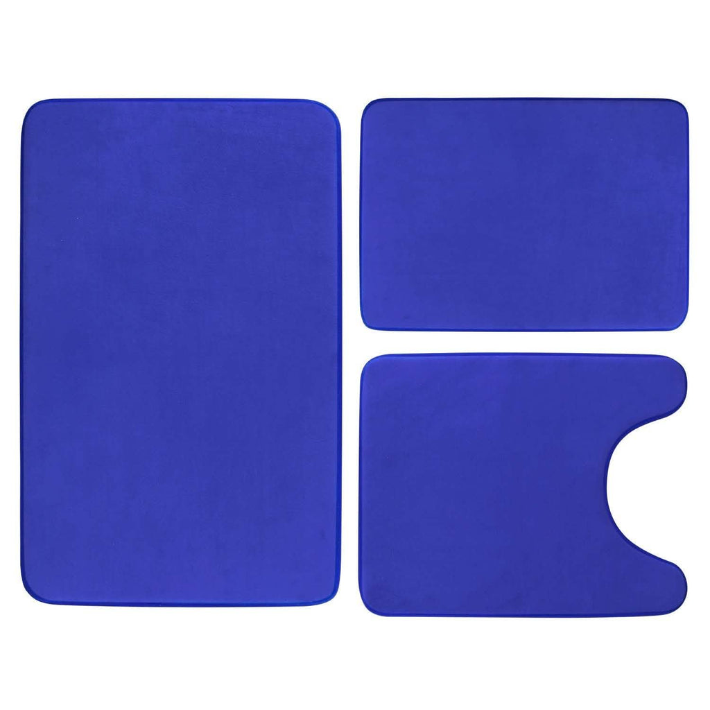 3-Piece Set: Bathroom Rug Set Plush Velvet Bath Carpet