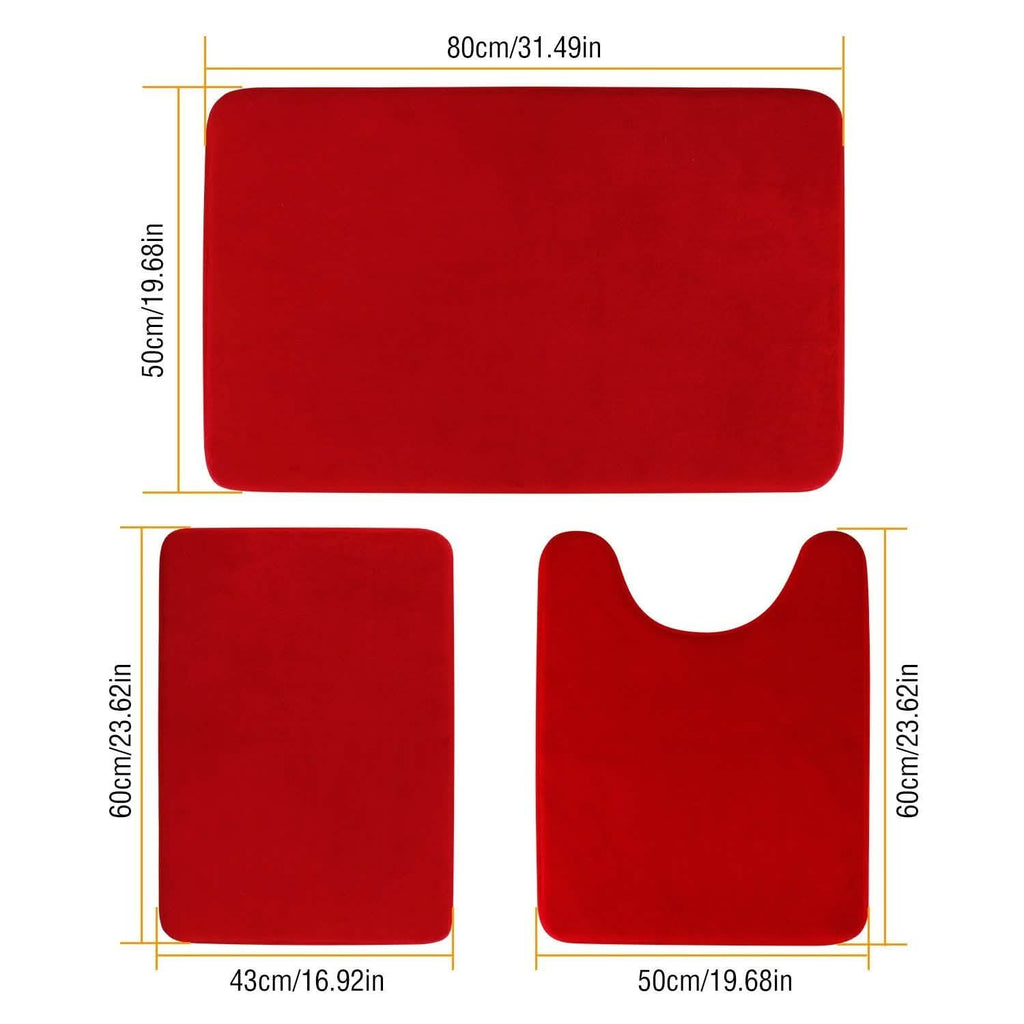 3-Piece Set: Bathroom Rug Set Plush Velvet Bath Carpet