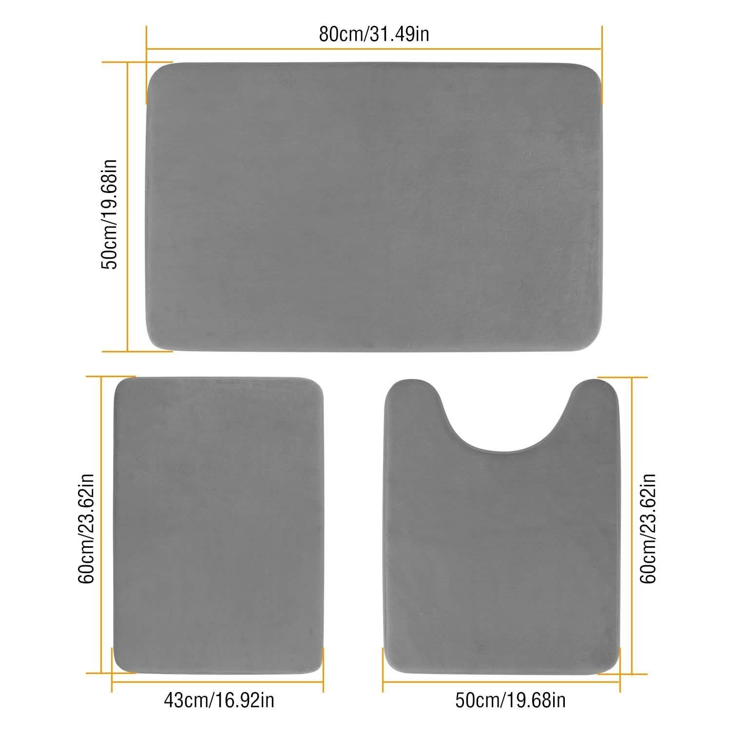 3-Piece Set: Bathroom Rug Set Plush Velvet Bath Carpet