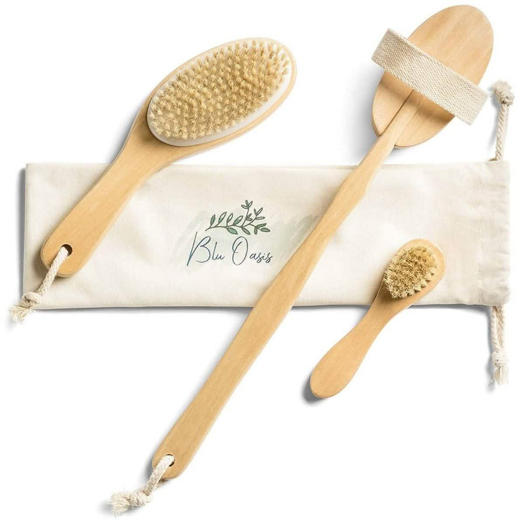 3-Piece Set: Blu Oasis Premium Dry Brushes with Travel Bag