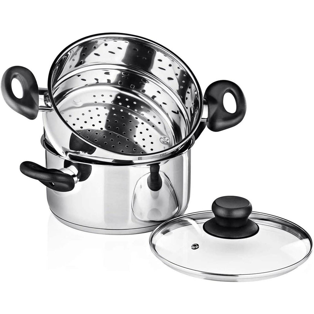 3-Piece Set: Chef's Star Stainless Steel Cookware 2 Quart Steamer Basket Set