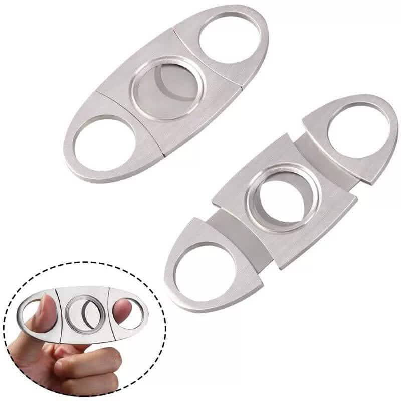 3-Piece Set: Cigar-Holding Whiskey Glasses with Cigar Cutter
