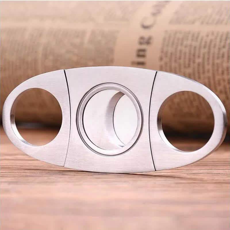 3-Piece Set: Cigar-Holding Whiskey Glasses with Cigar Cutter