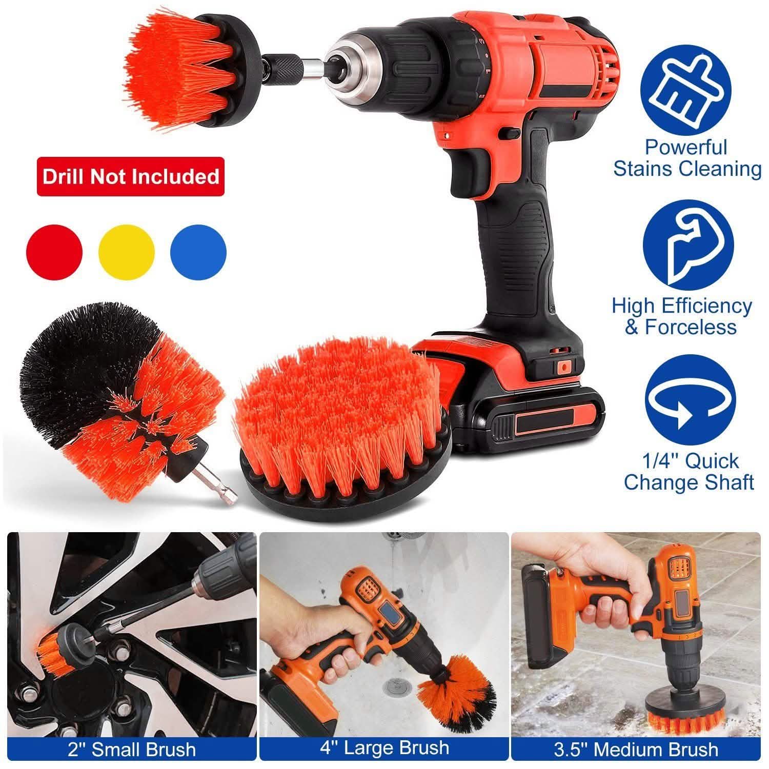 3-Piece Set: Drill Brush Power Scrubber