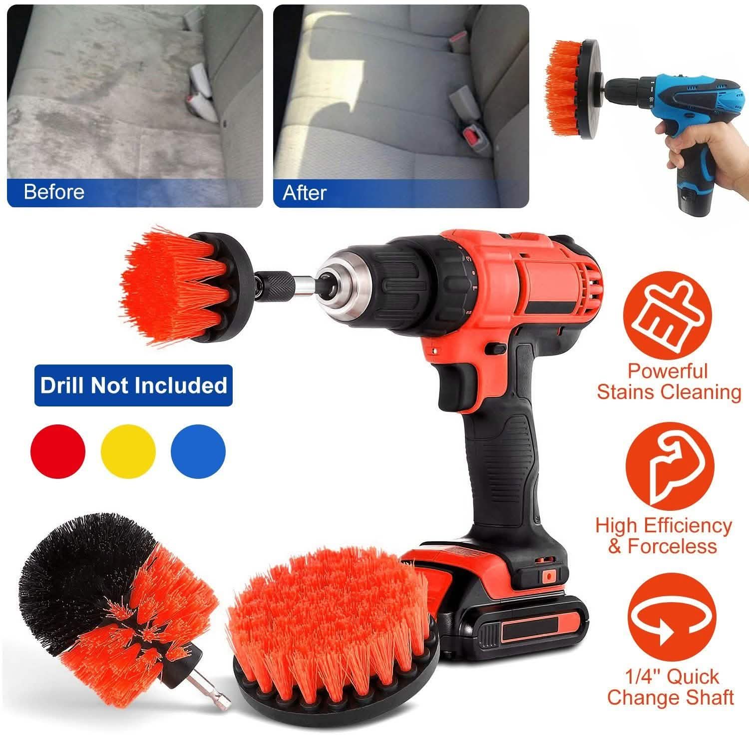 3-Piece Set: Drill Brush Power Scrubber