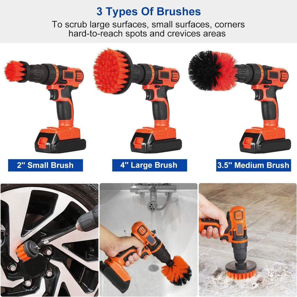 3-Piece Set: Drill Brush Power Scrubber