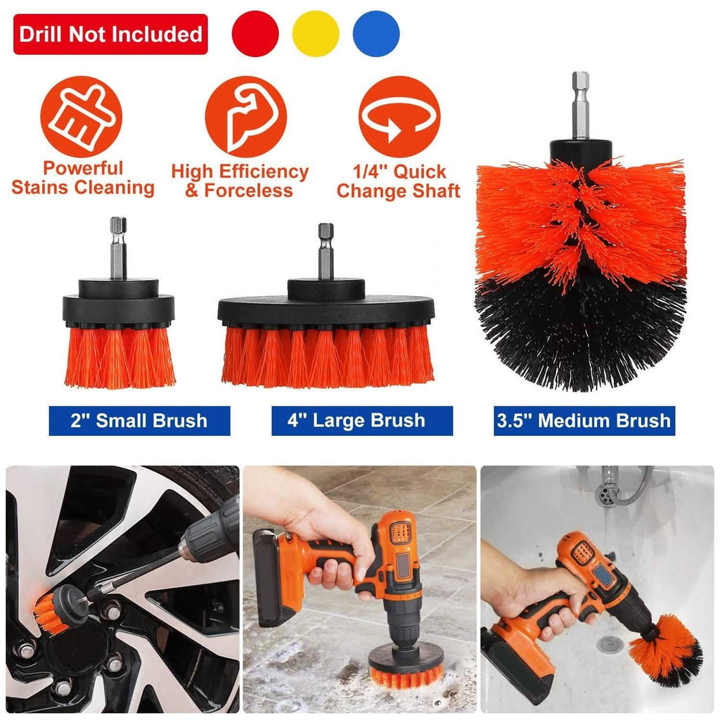 3-Piece Set: Drill Brush Power Scrubber