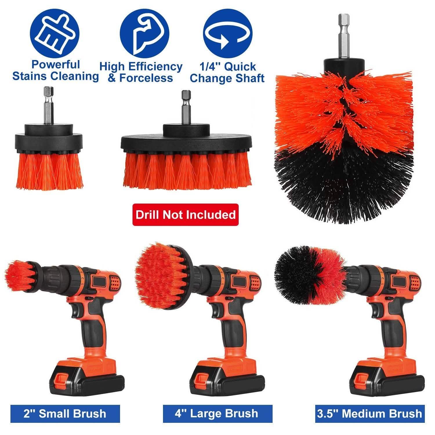 3-Piece Set: Drill Brush Power Scrubber