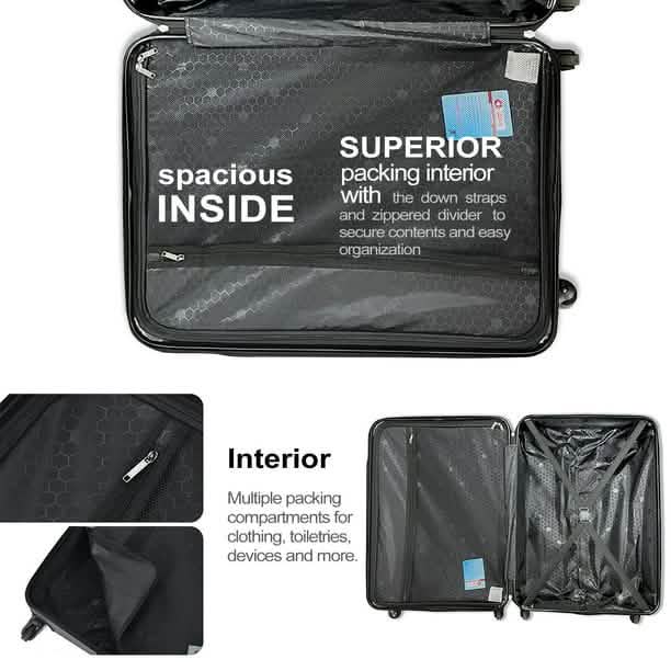 3-Piece Set: Hardshell Lightweight Suitcase with TSA Lock Spinner Wheels