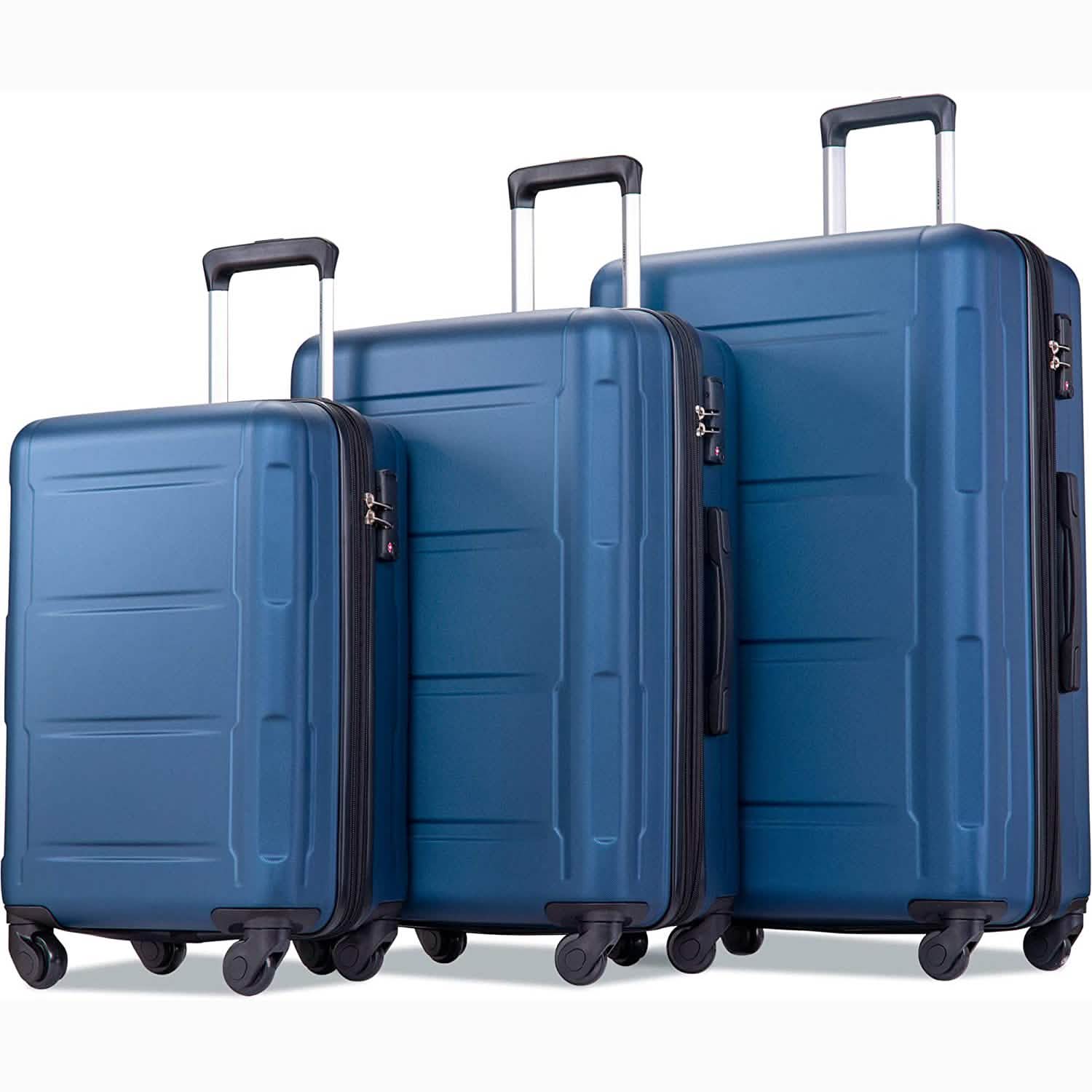 3-Piece Set: Lightweight Hard Luggage with Swivel Wheels and TSA Lock