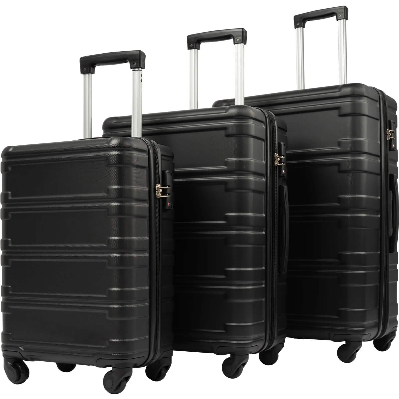 3-Piece Set: Luggage Set Hardside Spinner Suitcase With TSA Lock