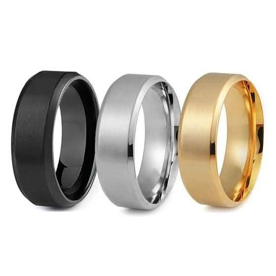 3-Piece Set: Men's Stainless Steel Comfort Fit Wedding Band Ring - Assorted Sizes