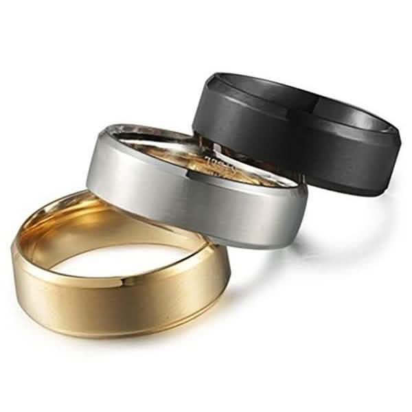 3-Piece Set: Men's Stainless Steel Comfort Fit Wedding Band Ring - Assorted Sizes