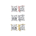 3-Piece Set: Princess Cut Swarovski Elements Crystal Studs