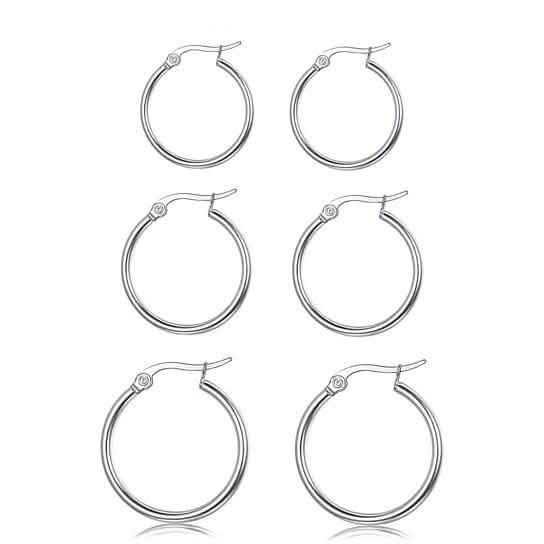 3-Piece Set: Sterling Silver French Lock Hoops