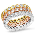 3-Piece Set: Tri-toned 18k White, Gold and Rose Stackable Eternity Rings