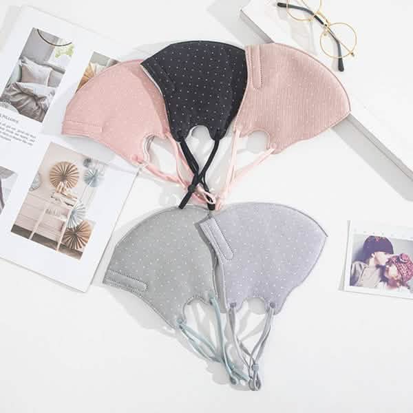 3-Piece: Solid Color Polka Dot Print Adjustable Face Mask