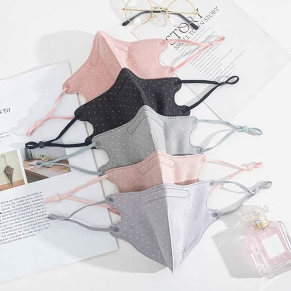 3-Piece: Solid Color Polka Dot Print Adjustable Face Mask