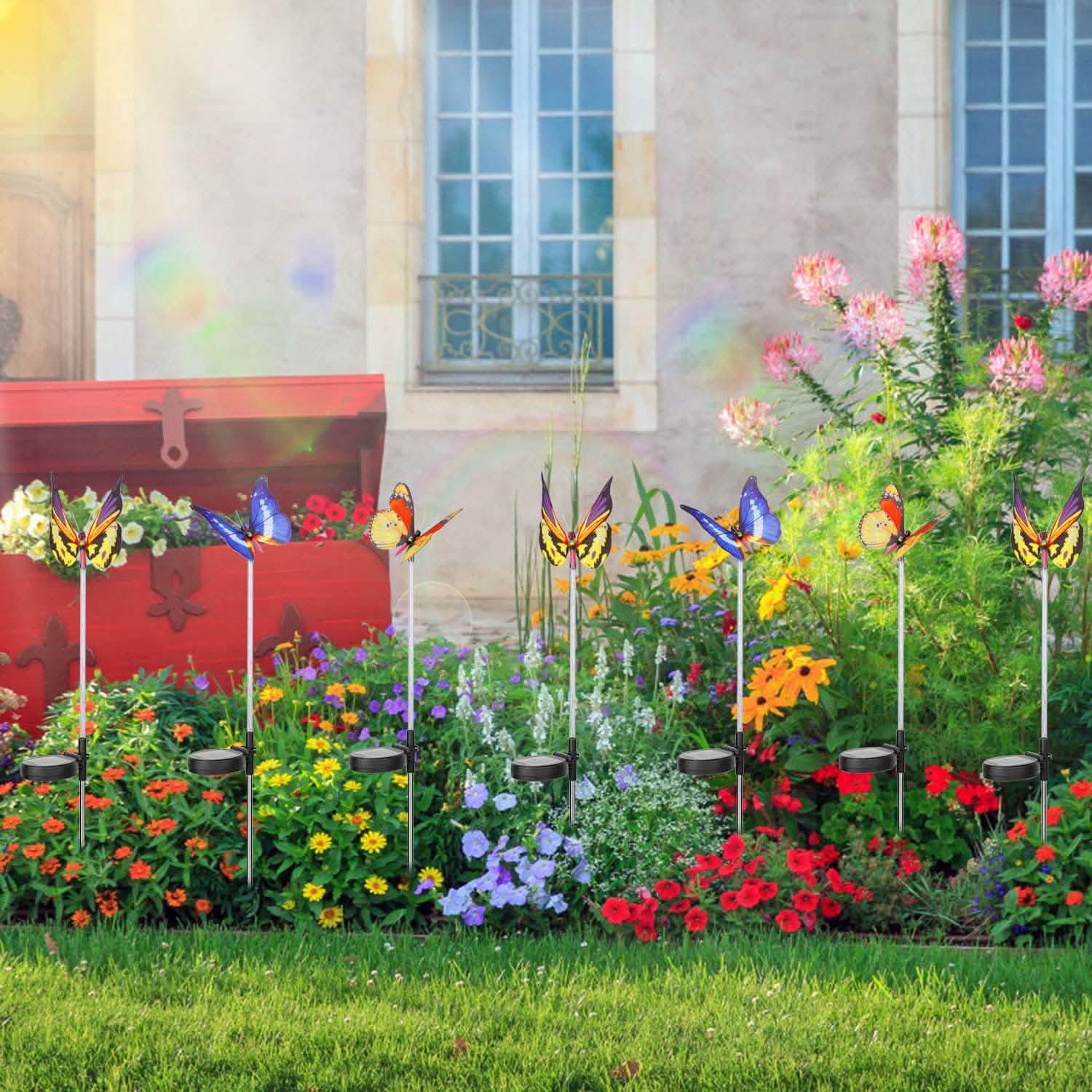 3-Pieces: Decorative Butterfly Lamps with Rotatable Solar Panel Lamp
