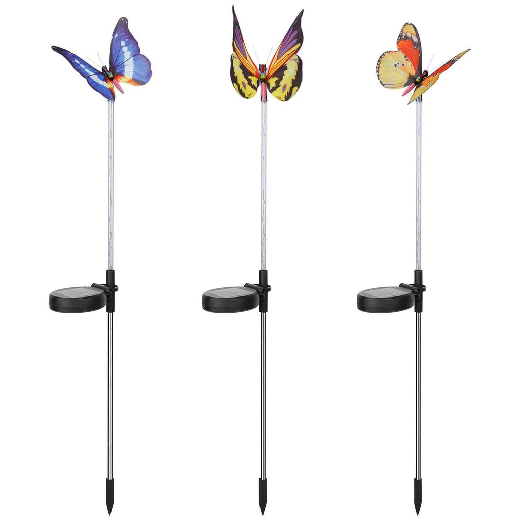 3-Pieces: Decorative Butterfly Lamps with Rotatable Solar Panel Lamp