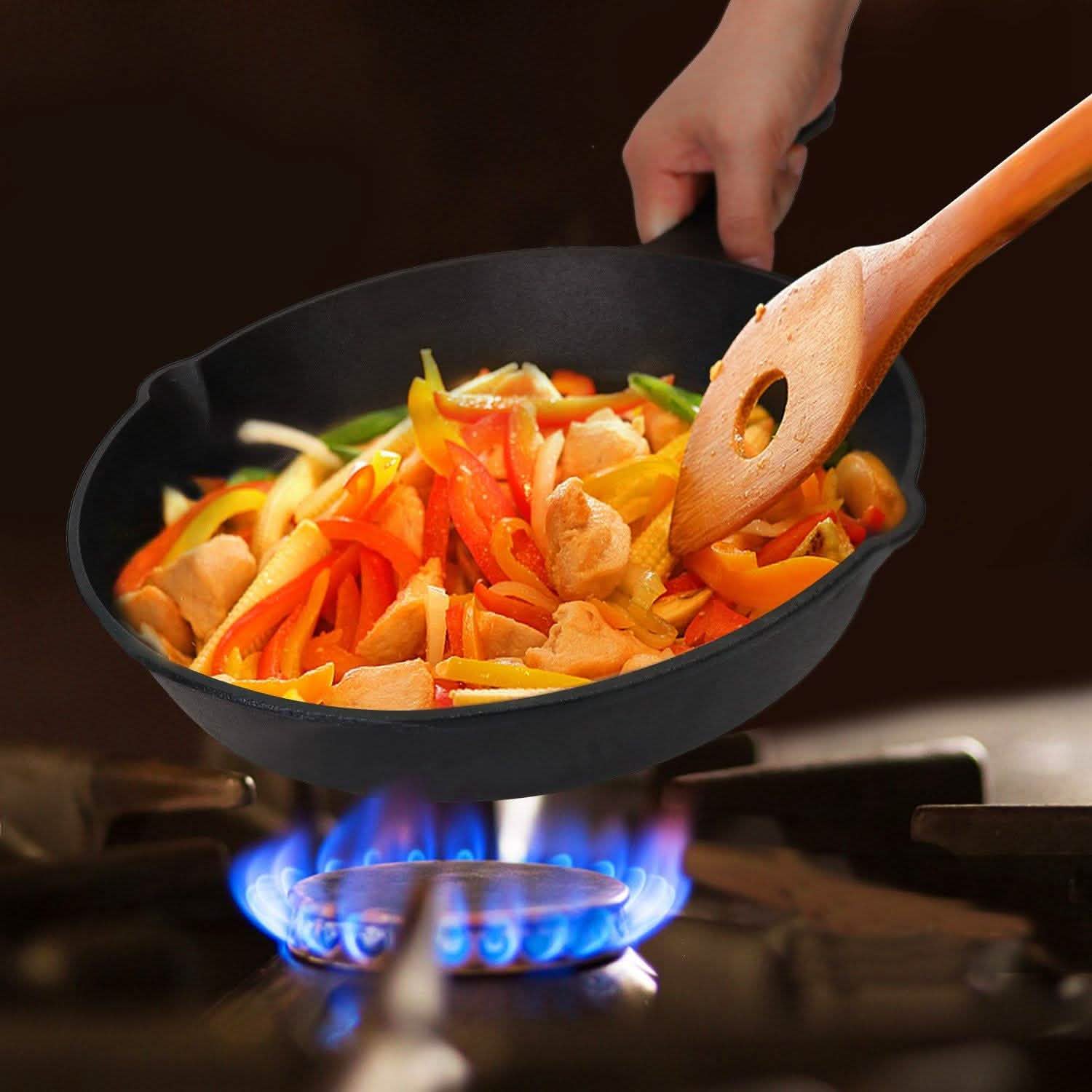 3-Pieces: Pre-Seasoned Cast Iron Skillet