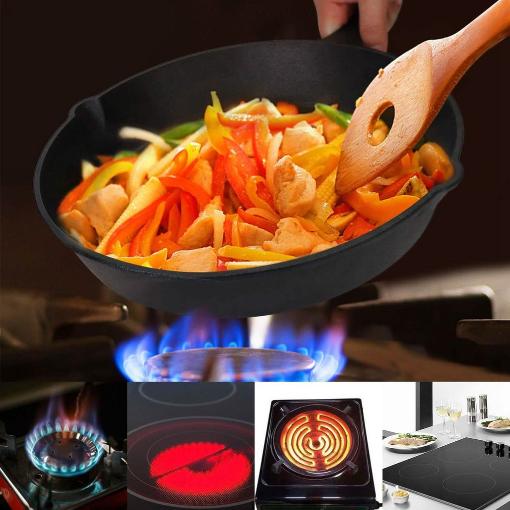 3-Pieces: Pre-Seasoned Cast Iron Skillet