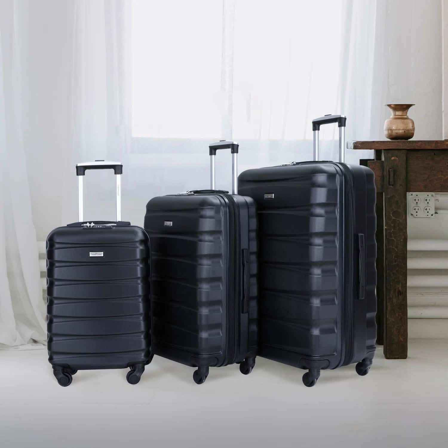 3-Pieces Set: Expandable Luggage Sets ABS Lightweight Suitcase
