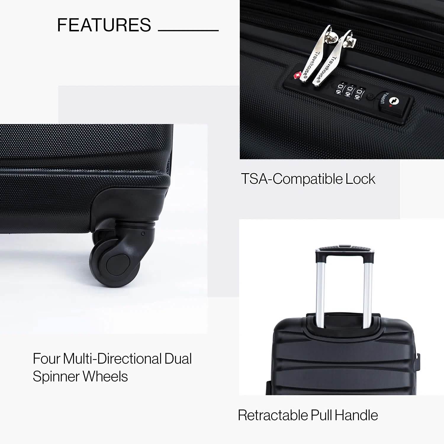3-Pieces Set: Expandable Luggage Sets ABS Lightweight Suitcase