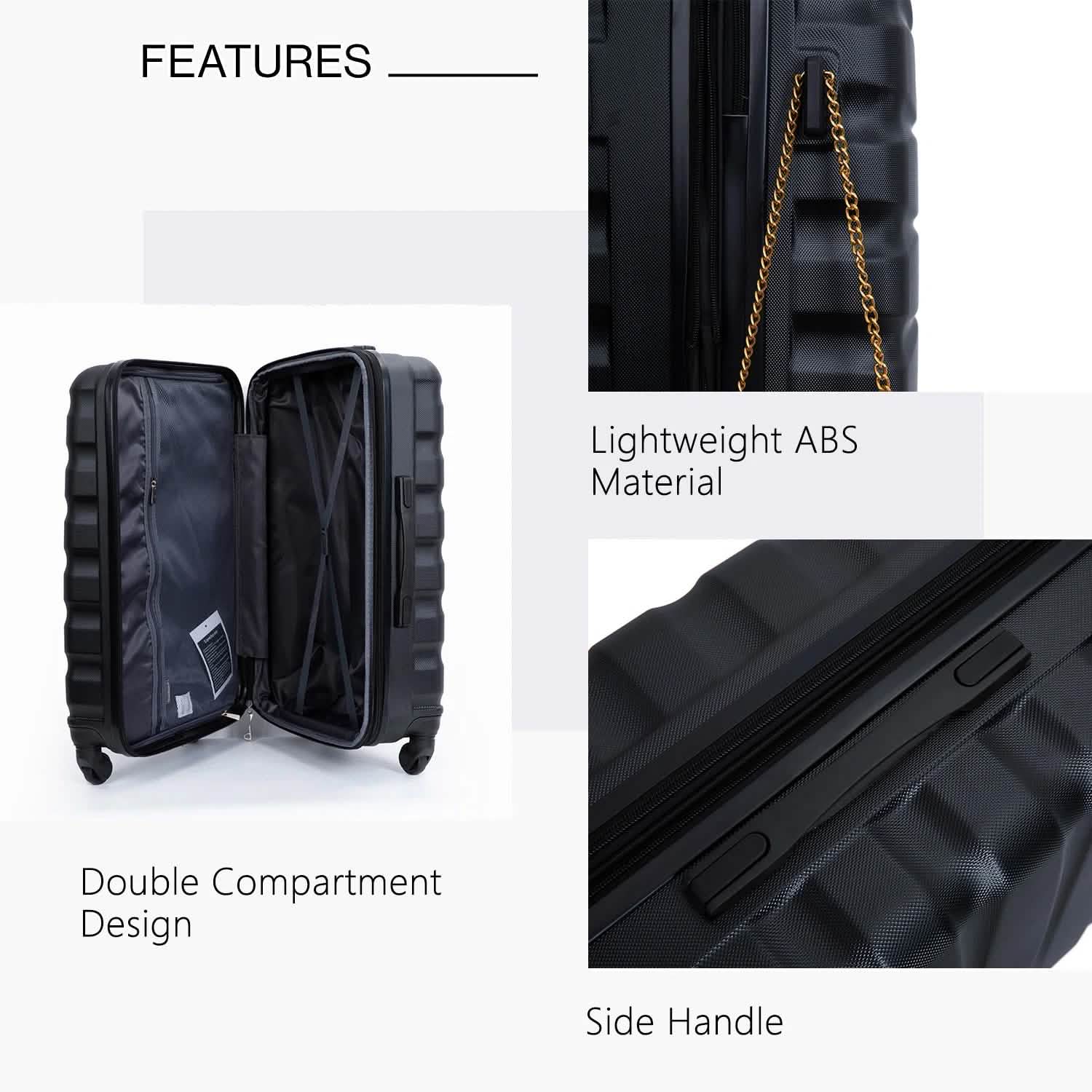 3-Pieces Set: Expandable Luggage Sets ABS Lightweight Suitcase