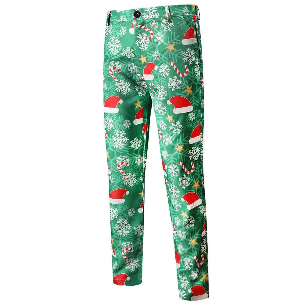 3-Pieces Set: Fun Ugly Christmas Costumes For Men - Complete Xmas Suit: Includes Jacket, Pants