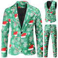 3-Pieces Set: Fun Ugly Christmas Costumes For Men - Complete Xmas Suit: Includes Jacket, Pants
