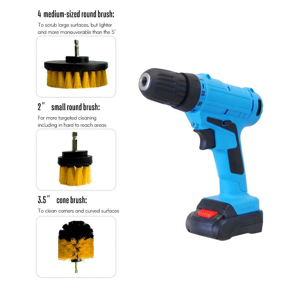 3-Pieces Set: Power Scrubber Brush Set Drill Scrubber Cleaning Brush