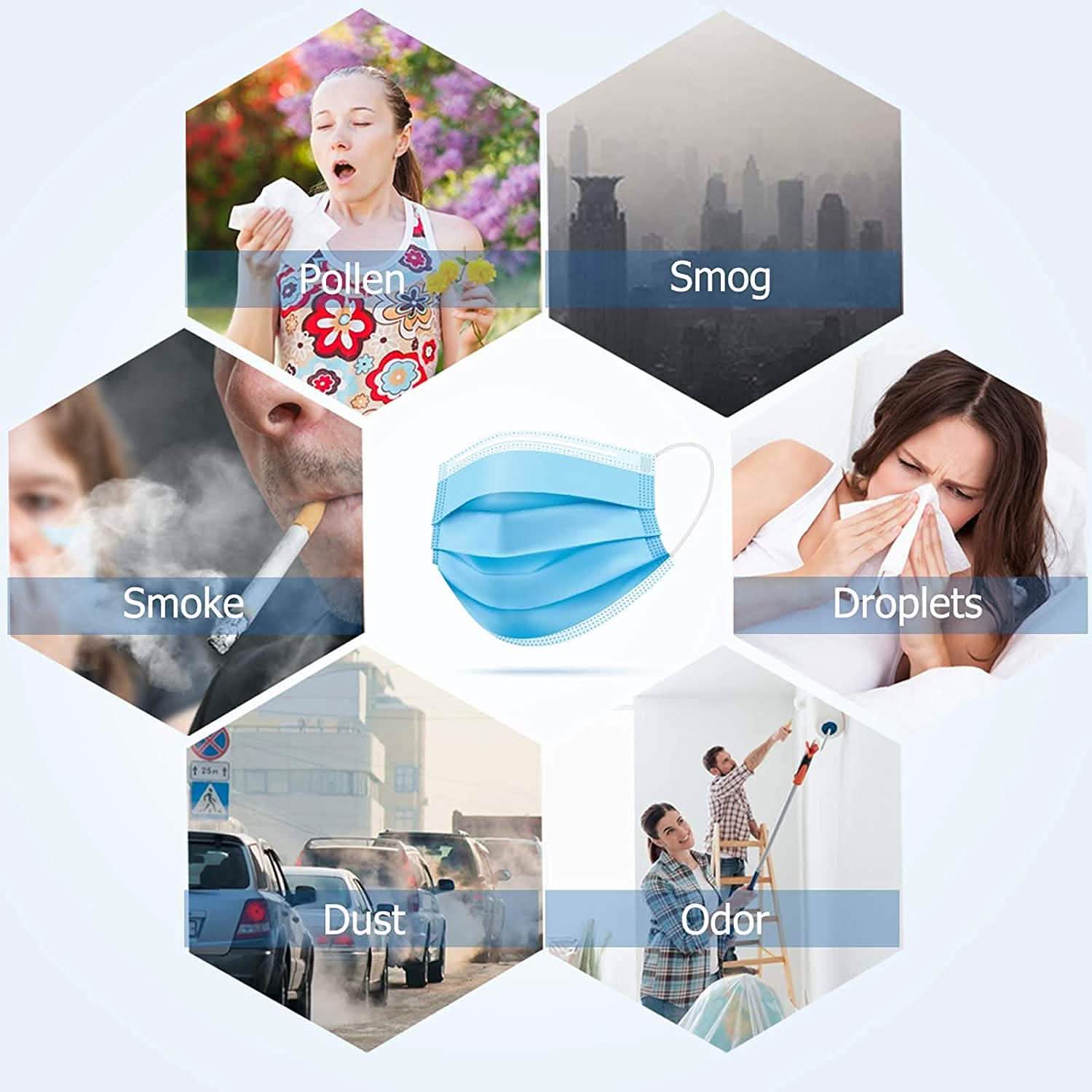 3-Ply Non-Woven Cup Dust Disposable Face Masks with Elastic Earloop