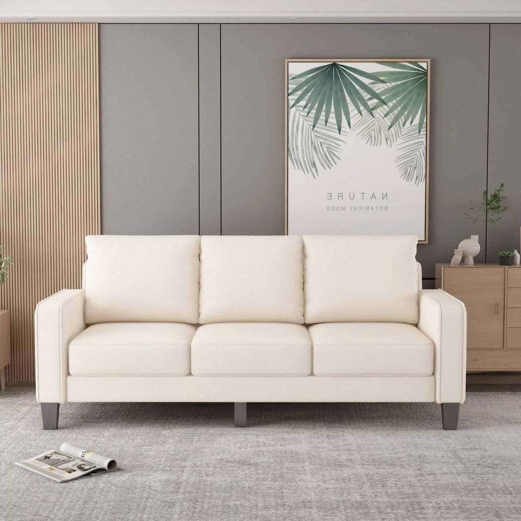 3-Seat Sofa for Living Room-Modern Fabric Sofa Couch with Storage