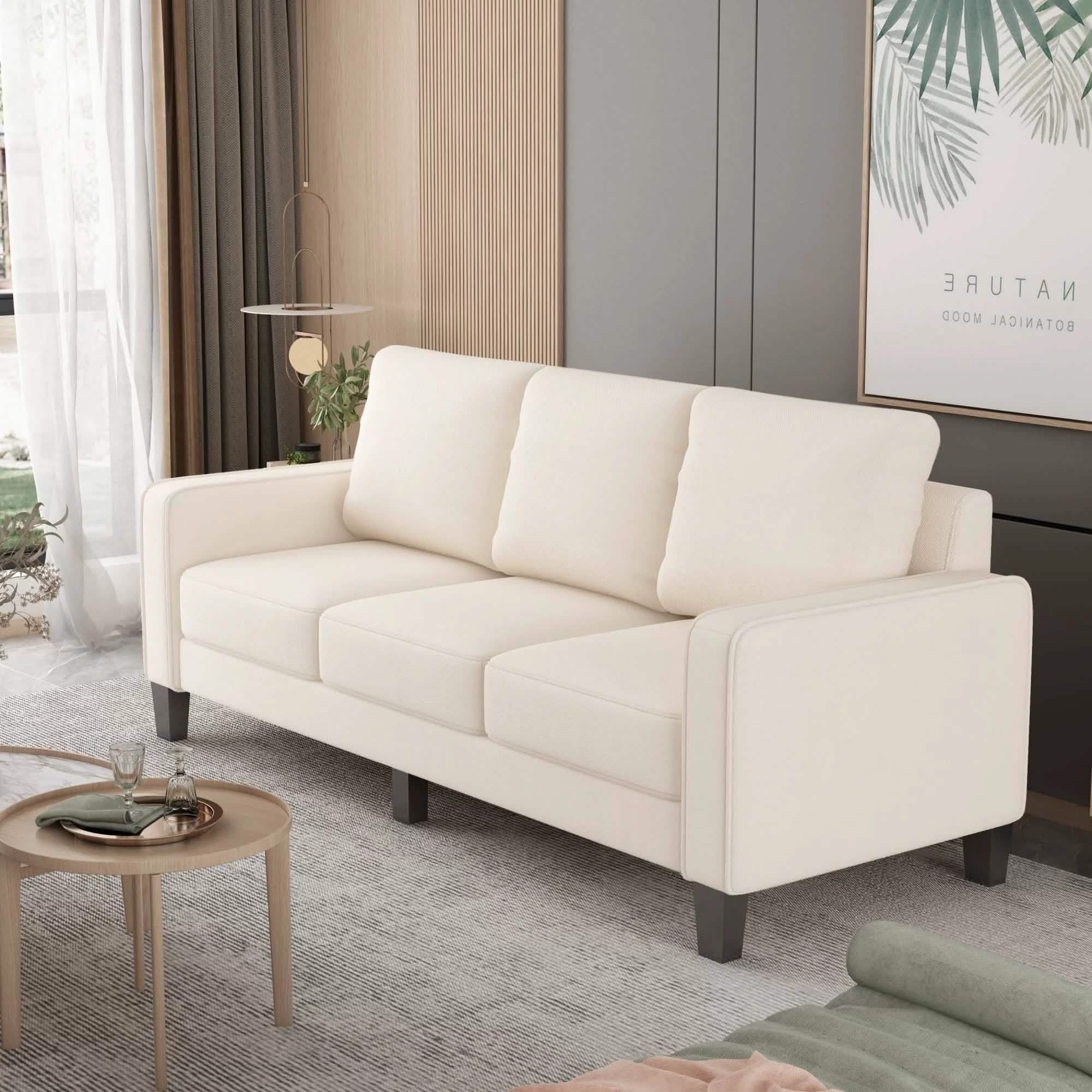 3-Seat Sofa for Living Room-Modern Fabric Sofa Couch with Storage