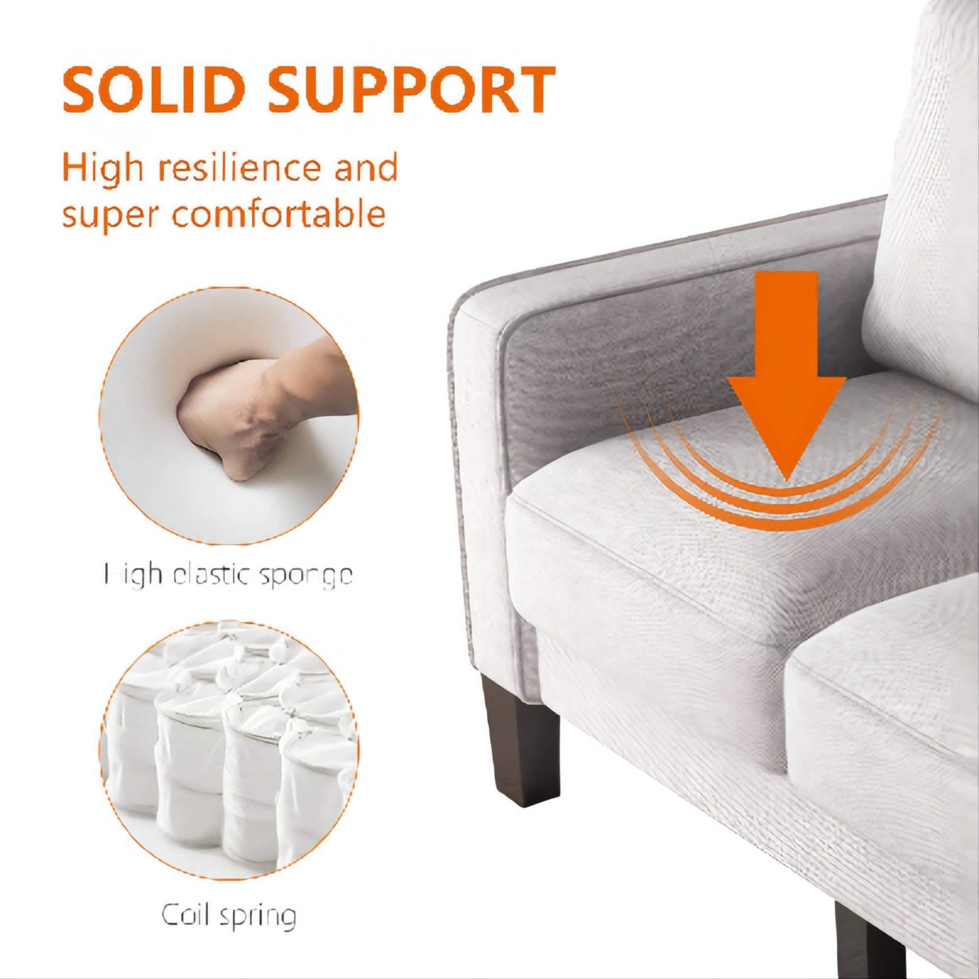 3-Seat Sofa for Living Room-Modern Fabric Sofa Couch with Storage
