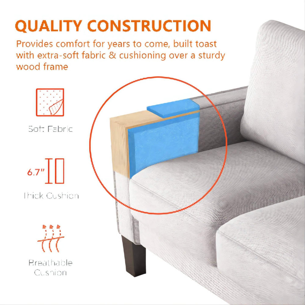 3-Seat Sofa for Living Room-Modern Fabric Sofa Couch with Storage