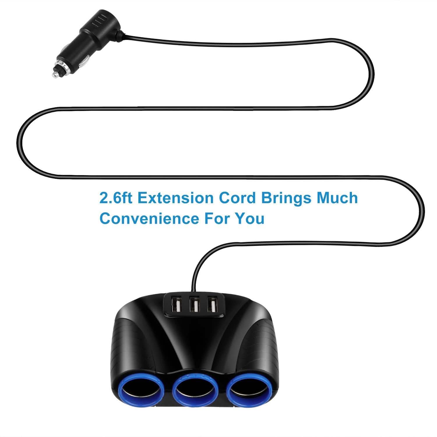 3-Socket Car Cigarette Lighter Splitter