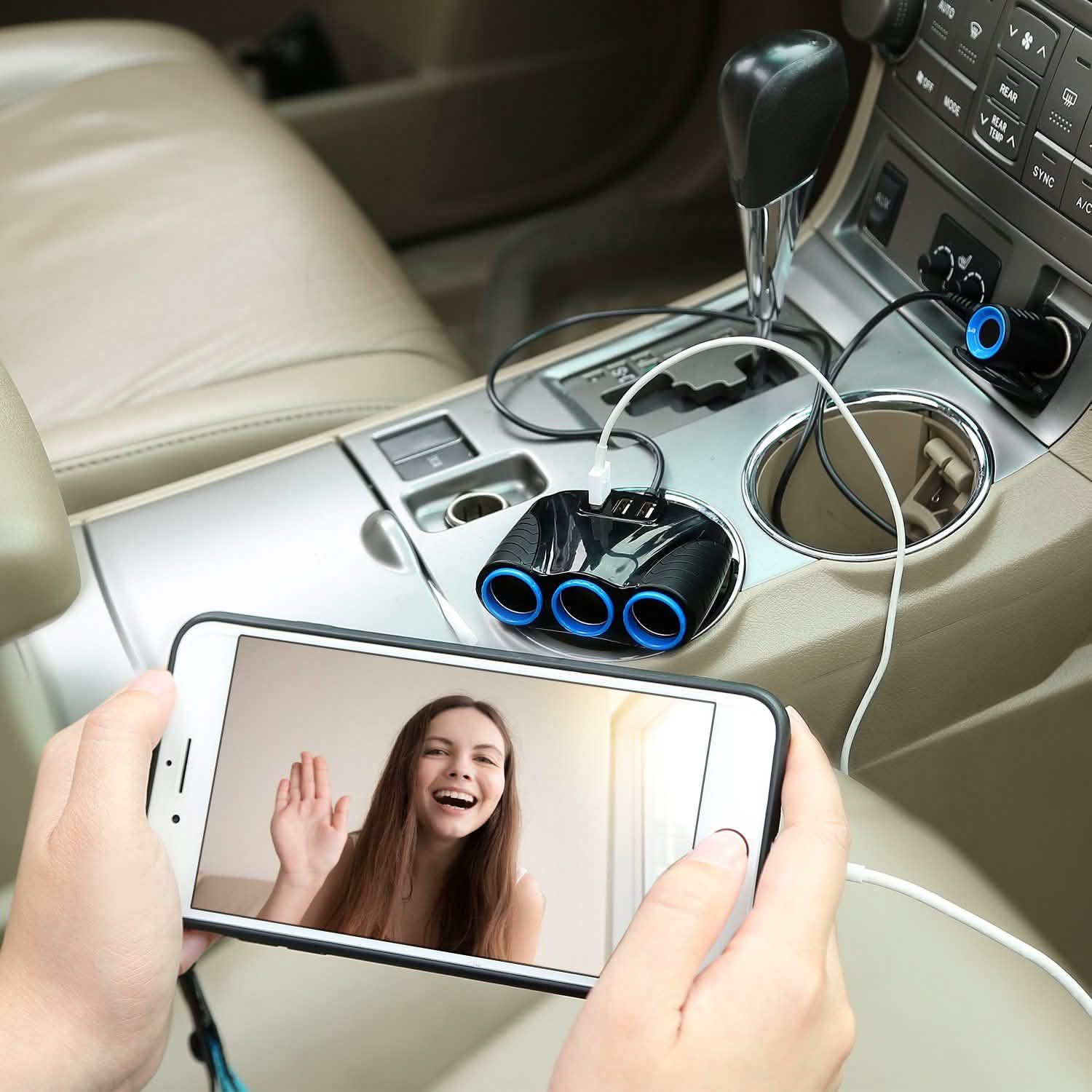 3-Socket Car Cigarette Lighter Splitter