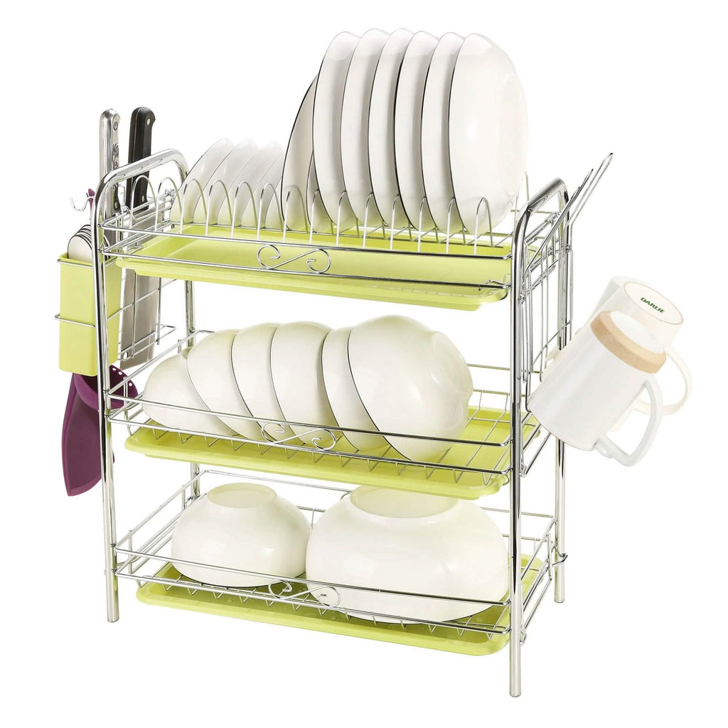 3 Tier Dish Drying Rack Drainer Kitchen Storage Board Cutlery Cup Shelf