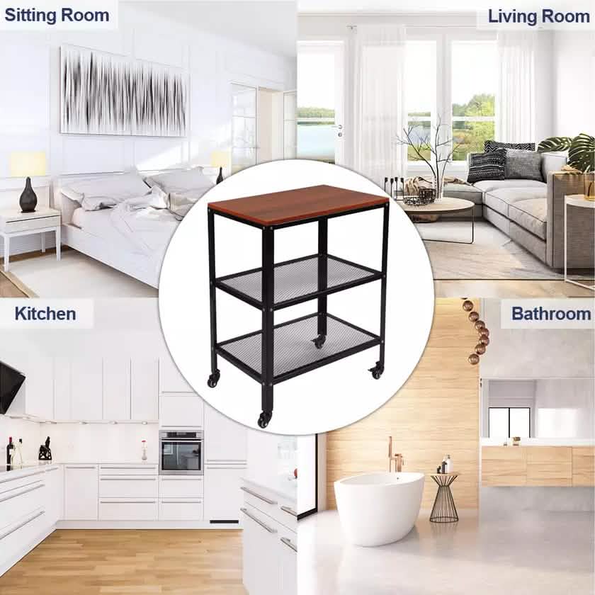 3-Tier Kitchen Microwave Cart Standing Bakers Rack Storage Cart