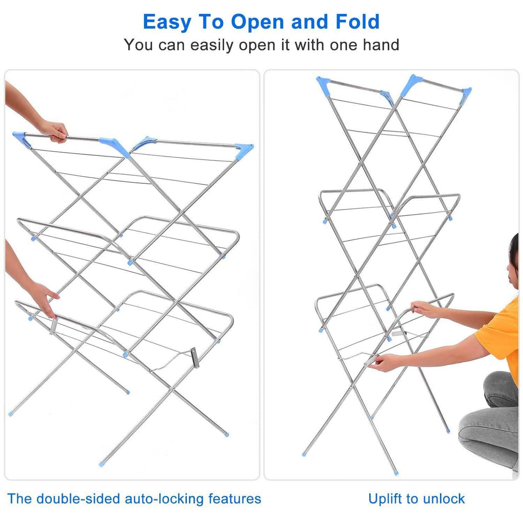 3 Tier Laundry Rack Foldable Clothes Drying Rack